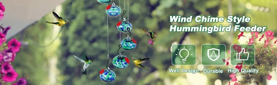 Hummingbird feeder with wind chime