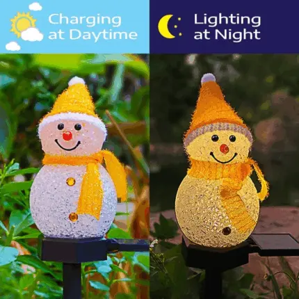 Outdoor Solar Snowman Garden Lights