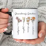Custom Birth Month Birth Flower Mug, Grandma's Garden Coffee Mug