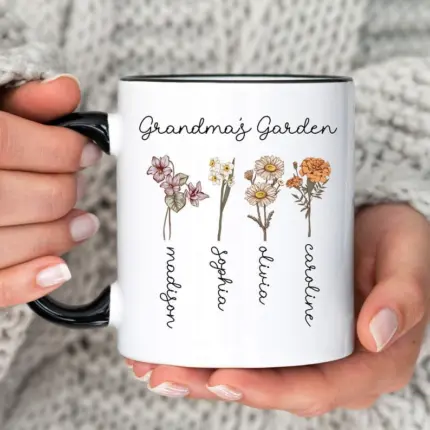 Custom Birth Month Birth Flower Mug, Grandma's Garden Coffee Mug