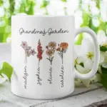 Custom Birth Month Birth Flower Mug, Grandma's Garden Coffee Mug
