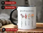 Custom Birth Month Birth Flower Mug, Grandma's Garden Coffee Mug