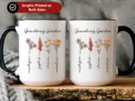Custom Birth Month Birth Flower Mug, Grandma's Garden Coffee Mug