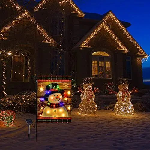 Christmas garden flag with snowman